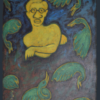 Painting titled "Dream" by Partha Mondal, Original Artwork, Acrylic Mounted on Cardboard