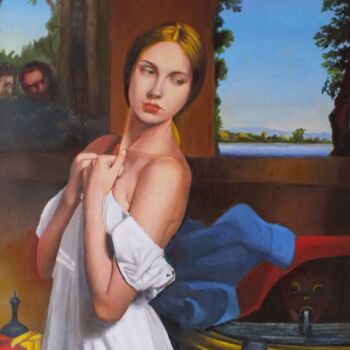 Painting titled "Al bagno" by Claudio Apparuti, Original Artwork, Oil