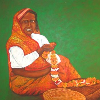 Painting titled "Making of an Offeri…" by Parul Arya, Original Artwork