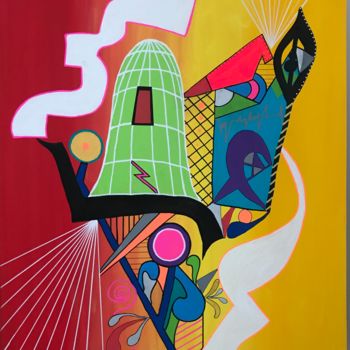 Painting titled "pyramide" by Pascal Krief, Original Artwork, Acrylic