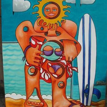 Pintura intitulada "surfeuse" por Pascal Astier, Obras de arte originais