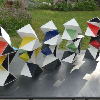 Sculpture intitulée "5 éléments" par Pascal Borgo, Œuvre d'art originale, Bois