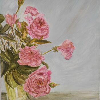 Painting titled "roses" by Pascal Bourgouin, Original Artwork, Oil
