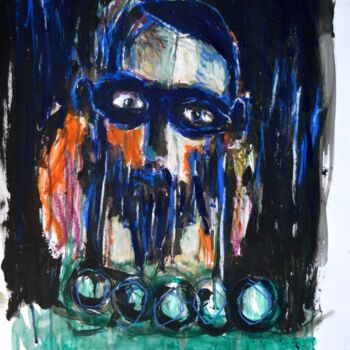 Schilderij getiteld "BARBE BLEUE" door Pascal Briba, Origineel Kunstwerk, Acryl