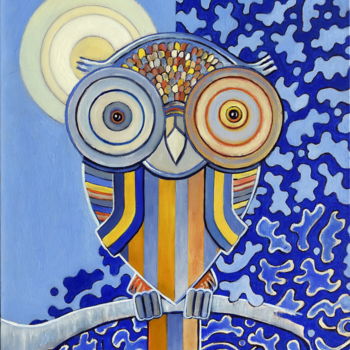 Painting titled "hibou" by Pascal Buffard, Original Artwork