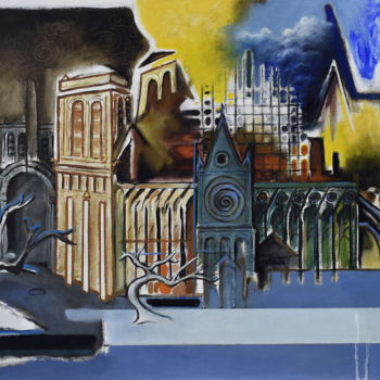 Malarstwo zatytułowany „Notre Dame” autorstwa Pascal Buffard, Oryginalna praca, Olej
