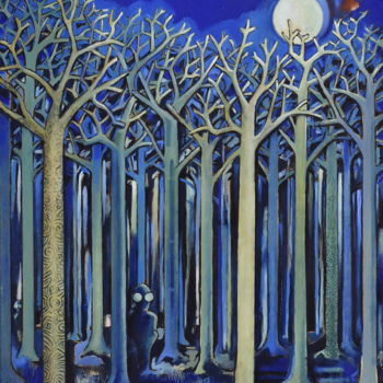 Pintura intitulada "Les yeux de la forêt" por Pascal Buffard, Obras de arte originais, Óleo