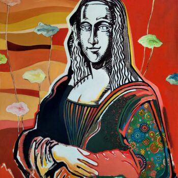Картина под названием "Mona 70's" - Pascal Buffard, Подлинное произведение искусства, Масло Установлен на Деревянная рама дл…