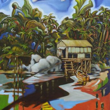 Peinture intitulée "jungle-2" par Pascal Buffard, Œuvre d'art originale, Huile