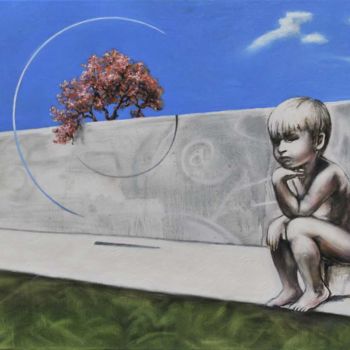 Картина под названием "le mur" - Pascal Buffard, Подлинное произведение искусства, Масло