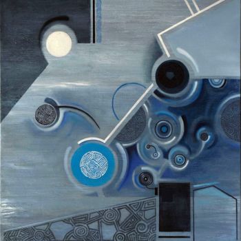 Schilderij getiteld "blue-moon" door Pascal Buffard, Origineel Kunstwerk