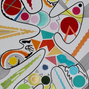 Drawing titled "22037 Colored Move" by Pascal Cavalli, Original Artwork, Acrylic