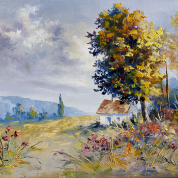 Malerei mit dem Titel "au detour du chemin" von Pascal Clus, Original-Kunstwerk, Öl