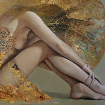 Pintura titulada "aureolée" por Pascal Dugourd, Obra de arte original, Oleo Montado en Bastidor de camilla de madera