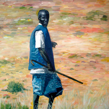 Pintura titulada "L'homme à la canne" por Pascal Furlan, Obra de arte original, Acrílico Montado en Bastidor de camilla de m…