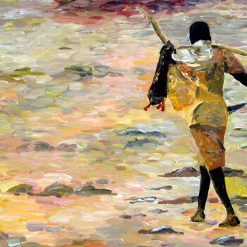 Peinture intitulée "Marcheur du désert" par Pascal Furlan, Œuvre d'art originale, Acrylique Monté sur Châssis en bois
