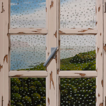 Peinture intitulée "Jour de pluie" par Pascal Genevois, Œuvre d'art originale, Huile