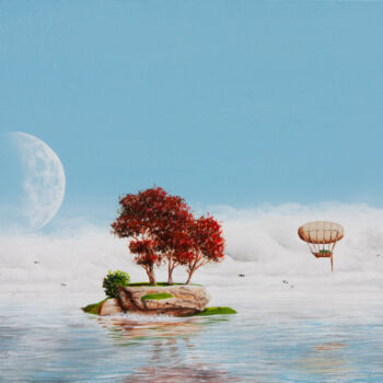 Peinture intitulée "L'Ile aux arbres ro…" par Pascal Genevois, Œuvre d'art originale, Acrylique Monté sur Châssis en bois