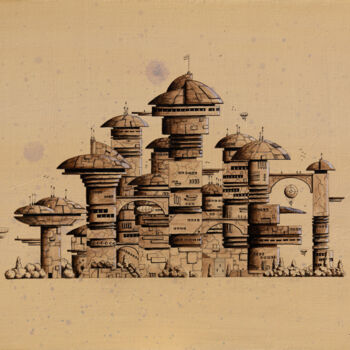 绘画 标题为“Monochropolis 1” 由Pascal Genevois, 原创艺术品, 丙烯 安装在木质担架架上