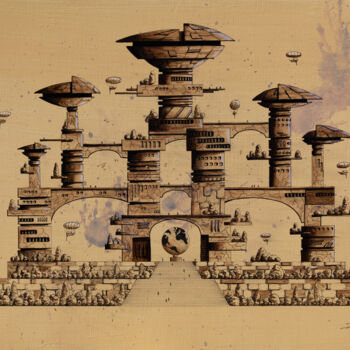 Peinture intitulée "Monochropolis 2" par Pascal Genevois, Œuvre d'art originale, Acrylique Monté sur Châssis en bois
