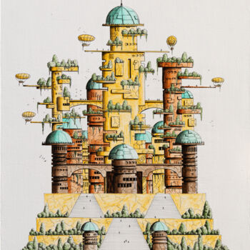 Peinture intitulée "Polychropolis 2" par Pascal Genevois, Œuvre d'art originale, Acrylique Monté sur Châssis en bois