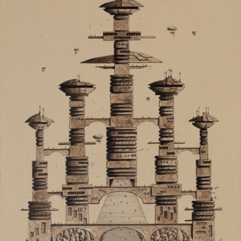Peinture intitulée "Monochropolis 6" par Pascal Genevois, Œuvre d'art originale, Acrylique Monté sur Châssis en bois