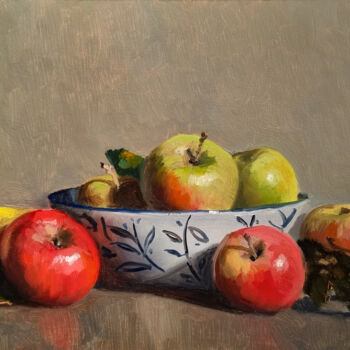Painting titled "Apples" by Pascal Giroud, Original Artwork, Oil