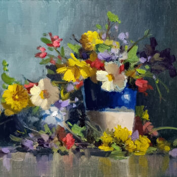 「Spring Flowers in a…」というタイトルの絵画 Pascal Giroudによって, オリジナルのアートワーク, オイル
