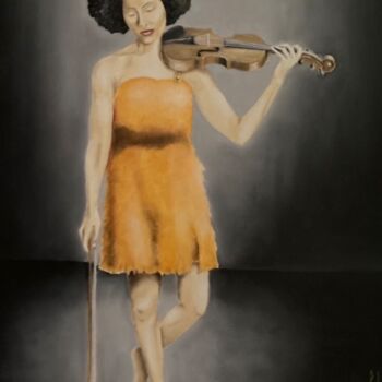 Painting titled "Virtuoso from Soweto" by Pascal Herve, Original Artwork, Oil Mounted on Wood Stretcher frame