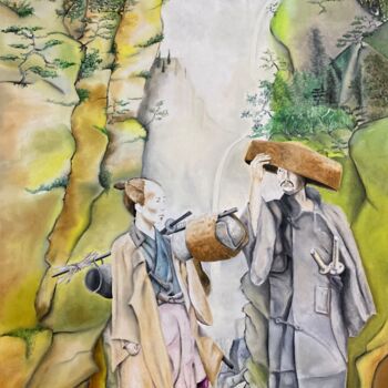 Malerei mit dem Titel "Sur le chemin d’Osa…" von Pascal Herve, Original-Kunstwerk, Öl Auf Keilrahmen aus Holz montiert