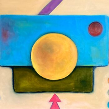 Painting titled "Yellow spot" by Pascal Herve, Original Artwork, Oil Mounted on Wood Stretcher frame
