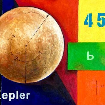 제목이 "Kepler 452 b"인 미술작품 Pascal Herve로, 원작, 기름 나무 들것 프레임에 장착됨