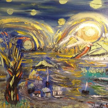 Pintura titulada "my night" por Pascal Jung, Obra de arte original, Oleo