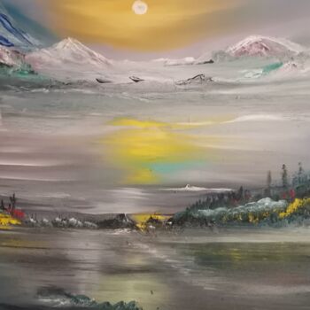 Peinture intitulée "Betwin lake and mou…" par Pascal Jung, Œuvre d'art originale, Huile