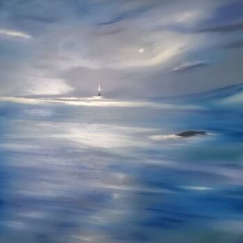 Painting titled "Dreaming blue #17" by Pascal Jung, Original Artwork, Oil