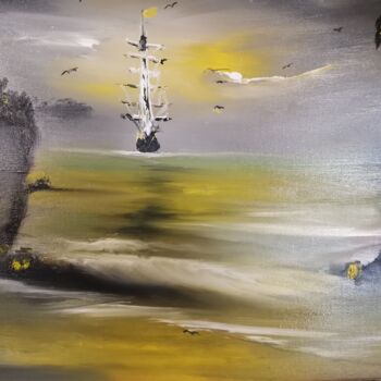 Schilderij getiteld "Poseidon #2" door Pascal Jung, Origineel Kunstwerk, Olie