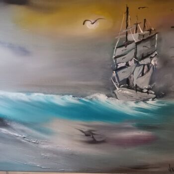 Painting titled "Poseidon #6" by Pascal Jung, Original Artwork, Oil