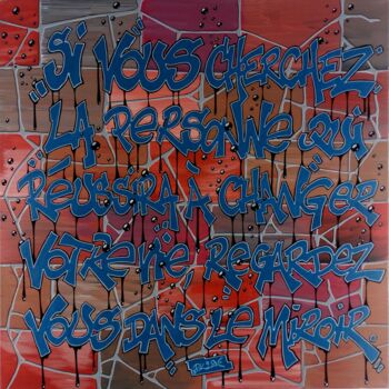Painting titled "Graffiti - Citation" by Pascal Kowalewski (PK29), Original Artwork, Acrylic Mounted on Wood Stretcher frame
