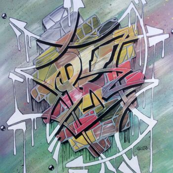 Malerei mit dem Titel "Graffiti "Tenir à D…" von Pascal Kowalewski (PK29), Original-Kunstwerk, Acryl