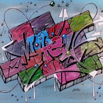 Malerei mit dem Titel "Tableau Graffiti av…" von Pascal Kowalewski (PK29), Original-Kunstwerk, Acryl Auf Keilrahmen aus Holz…