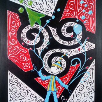 Painting titled "TRISKELL - CELTIC -…" by Pascal Kowalewski (PK29), Original Artwork, Acrylic Mounted on Wood Stretcher frame