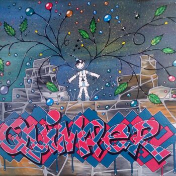 Malerei mit dem Titel "Graffiti Quimper" von Pascal Kowalewski (PK29), Original-Kunstwerk, Acryl Auf Keilrahmen aus Holz mon…