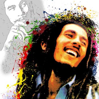Digitale Kunst mit dem Titel "Bob Marley" von Pascal Lenoble, Original-Kunstwerk, Digitale Malerei
