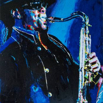 Painting titled "Clarence  Clemons" by Pascal Lenoble, Original Artwork, Acrylic