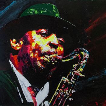 Painting titled "Archie   Shepp" by Pascal Lenoble, Original Artwork, Acrylic