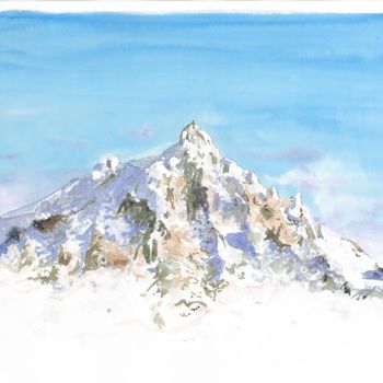 Painting titled "Montagne brume" by Pascal Lenoble, Original Artwork