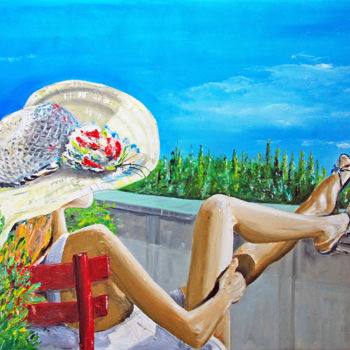 Peinture intitulée "Bains de soleil en…" par Pascal Lenoble, Œuvre d'art originale, Huile