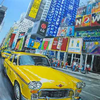 Painting titled "Le Checker cab" by Pascal Lenoble, Original Artwork, Oil