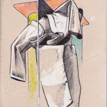 Σχέδιο με τίτλο "Paréidolie 29" από Pascal Maestri, Αυθεντικά έργα τέχνης, Στυλό Τοποθετήθηκε στο Ξύλινο πάνελ