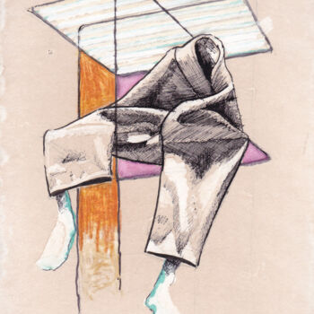 Drawing titled "Paréidolie 30" by Pascal Maestri, Original Artwork, Ballpoint pen Mounted on Wood Panel